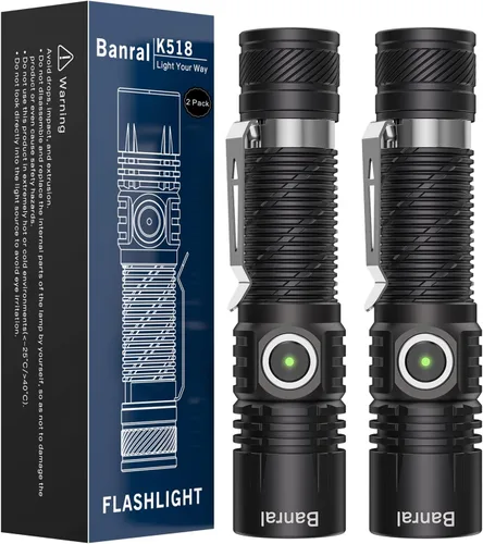 Miniatura 16 de Linternas tácticas recargables, linterna LED USB-C mini pequeña de alto lúmen, linterna EDC compacta, 4 modos y función de memoria, luces