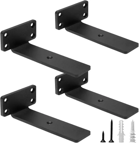 HITOMEN Soportes de estante flotantes resistentes, accesorios de estantes ocultos de 6 pulgadas (1/5 pulgadas de grosor), soportes de hierro L,