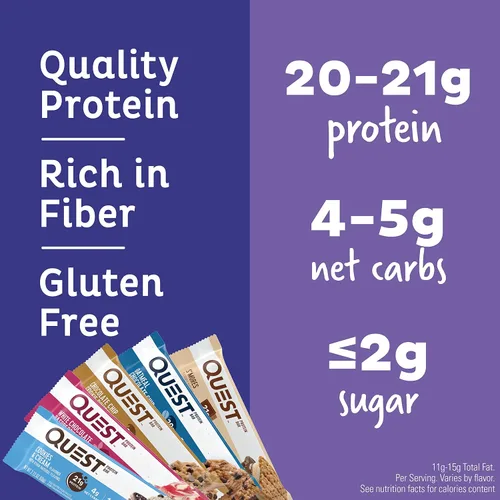 Miniatura 3 de Quest Nutrition Ultimate Variety Pack Barras de proteínas, altas en proteínas, bajas en carbohidratos, sin gluten, aptas para dieta cetogénica, 12