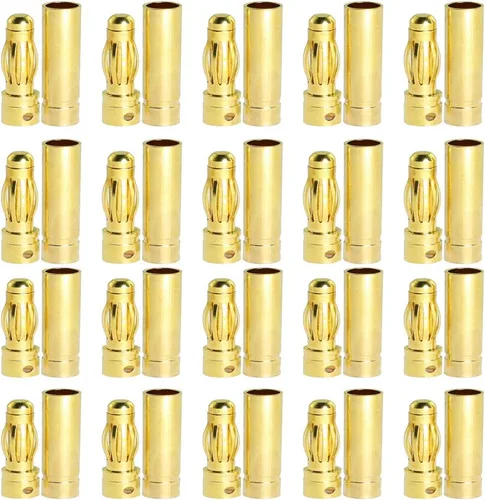 20 pares chapados en oro de 0.157 in 0.157 in macho hembra Banana Plug Bullet adaptador para RC Lipo Battery ESC Motors