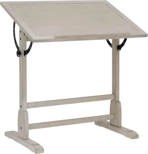 Studio Designs - Mesa de dibujo/borrador vintage con repisa para lápices - 36" An x 24" Pr - Blanqueado Costero - Parte superior inclinable ajustable