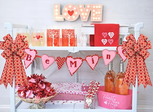 Miniatura 5 de Cintas con borde con cable para el día de San Valentín de 2.5 pulgadas, 10 yardas, cinta roja a cuadros de búfalo rojo para envolver aniversarios