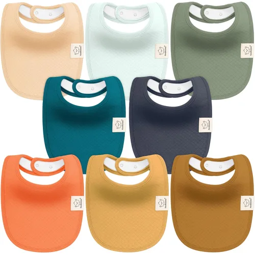 Miniatura 13 de KeaBabies Paquete de 8 baberos para babeo y dentición, baberos de tela de algodón acolchado orgánico suave para bebé, niña, niño, recién nacido