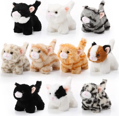 Miniatura 9 de Lenwen 10 piezas de animales de peluche de gato a granel, suaves y tiernos, gatitos surtidos para niños, regalo de cumpleaños, regalos de fiesta
