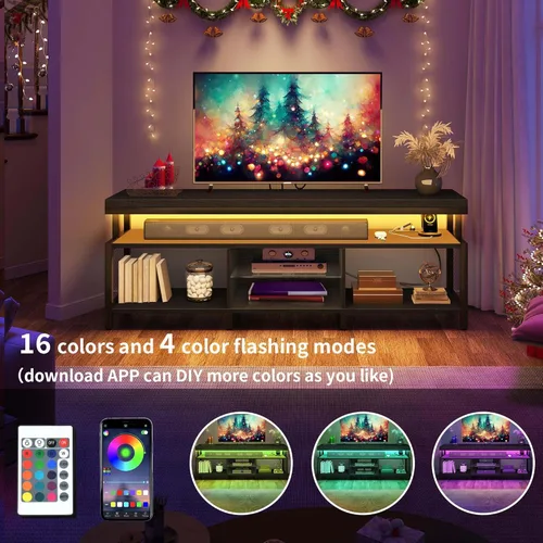 Miniatura 5 de YITAHOME Soportes de TV para sala de estar, soporte de TV para TV de 70/65 pulgadas, centro de entretenimiento con almacenamiento, soporte de TV LED