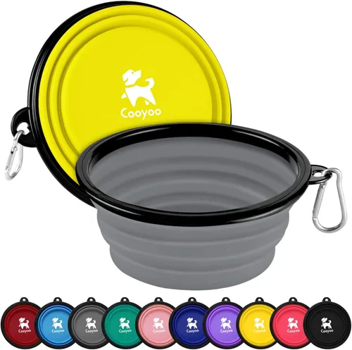 Miniatura 13 de COOYOO Cuenco plegable para perros, paquete de 2 cuencos plegables para agua para perros y gatos, plato portátil para alimentación de mascotas