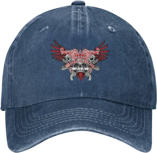 Miniatura 2 de Cowboy Hat Trendy Hats for Man and Women Djustable Four Season Outdoor Baseball Cap of Hell Skull with Angel Navy Blue