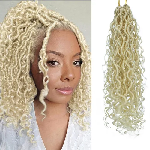 Miniatura 16 de 8 Paquetes de Rastas Falsas Bohemias de Ganchillo de 14 Pulgadas, Rastas Suaves de Ganchillo con Extremos Rizados, Pre-enrolladas, Cabello de 1B/27#
