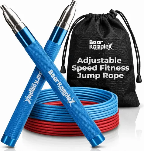 Bear KompleX Speed Jump Rope - Adjustable Tangle-Free Skipping Rope, Lightweight Handles, Smooth 360° Swivel Bearings, 2 Steel Cables, Free Carrying