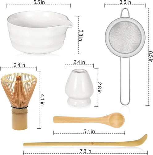 Miniatura 3 de Juego de batidor de matcha con cuenco matcha, batidor de bambú matcha, cuchara, tamizador, soporte para batidor de matcha, regalos únicos