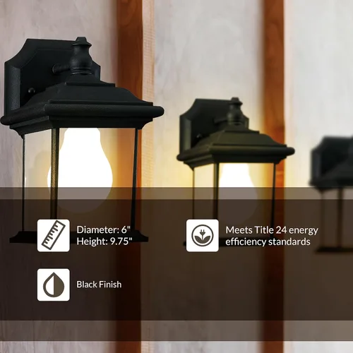 Miniatura 4 de Sea Gull Lighting Generation 89101-12 - Farol de pared transitorio para exteriores de Seagull-Wynfield Collection en acabado negro, 10 pulgadas