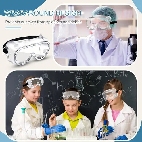 Miniatura 7 de Macarrie 50 gafas de seguridad antivaho a granel anti arañazos gafas de laboratorio para hombres mujeres enfermeras química médica trabajo