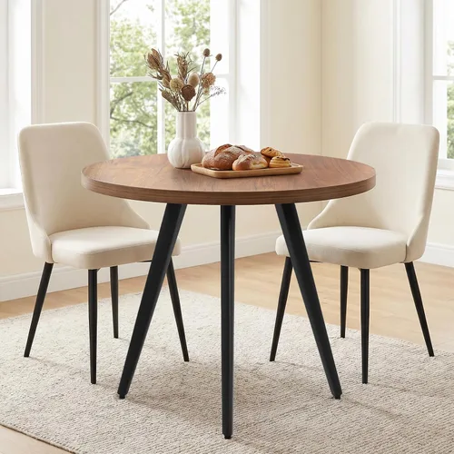 Miniatura 8 de Mesa redonda de comedor, mesa de comedor pequeña para 2, mesa redonda de 31.5", mesa de cocina moderna de mediados de siglo con tablero de veta