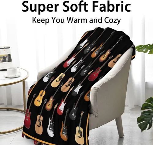Miniatura 2 de Mercuryelf Manta de guitarra, suave, mullida y cálida, manta pequeña de 30 x 40 pulgadas para regazo y cuna, regalo para los amantes de la guitarra