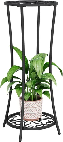 Miniatura 12 de YINMIT - Soporte para plantas de interior, estante de 2 niveles y redondo para macetas, estante para macetas de flores, estante de soportes Gris