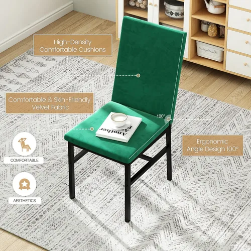 Miniatura 8 de YOFE Juego de mesa de comedor para 4, mesa de cocina de mármol sintético, juego de sillas de mesa de cocina con sillas de terciopelo, banco con red