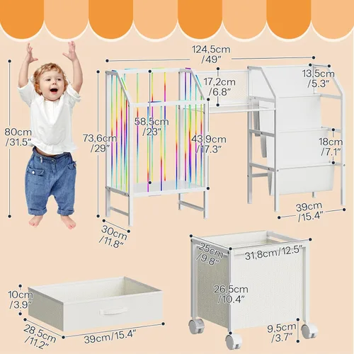 Miniatura 3 de HOOBRO Estantería infantil y almacenamiento de juguetes, estante 4 en 1 para habitaciones de niños, organizador de almacenamiento de juguetes