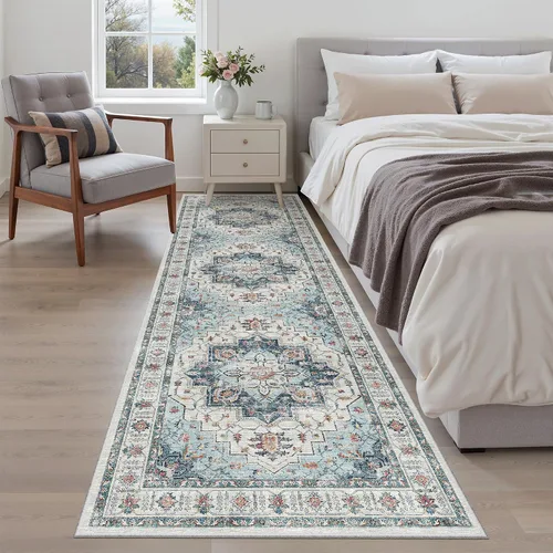 Miniatura 710 de Madane Tapete lavable de 2 x 10 pies para pasillo, cocina, recibidor, clásico, suave, antideslizante para interiores, casa de campo, baño, sala
