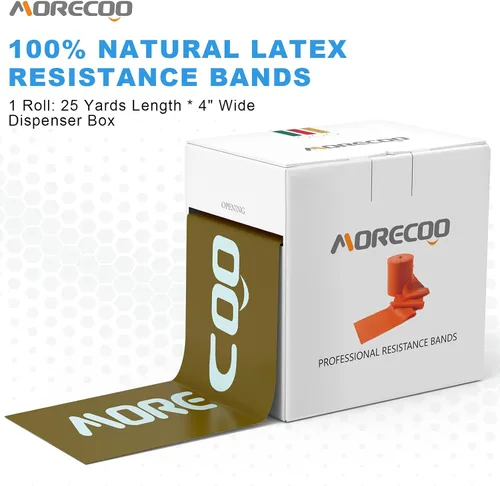 Miniatura 7 de MORECOO Bandas de resistencia de rollo de 25 yardas, nivel 1, 2, 3, banda profesional de terapia física de látex, bandas de ejercicio