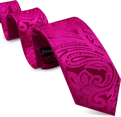 Miniatura 145 de Barry.Wang - Juego de corbata de seda para hombre, diseño de cachemira, pañuelo y gemelos de bolsillo