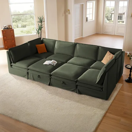 Miniatura 19 de Sofá modular lavable de gran tamaño de 89 pulgadas, sofá nube con funda totalmente extraíble, sofás seccionales para sala de estar, tela
