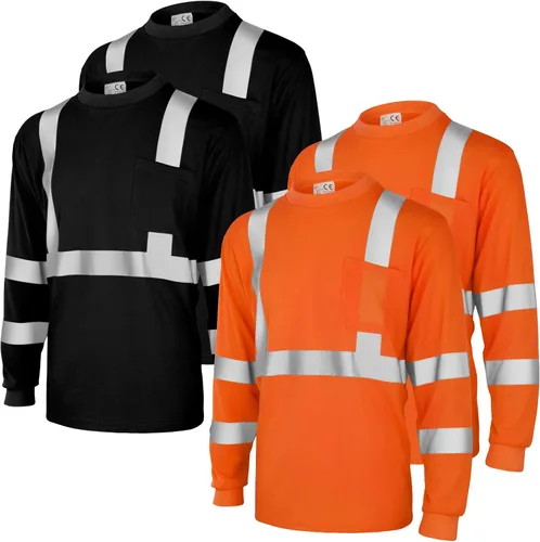 Miniatura 8 de Amylove 4 camisetas de seguridad de manga larga reflectantes de alta visibilidad, camisetas de trabajo de construcción para hombres y mujeres