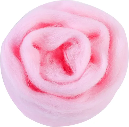 Miniatura 101 de 24 tipos de lana rosa, 4.23 oz (120 g), adecuado para fieltro húmedo y fieltro de aguja de telas hiladas de lana. Un paquete de prueba está Tonos