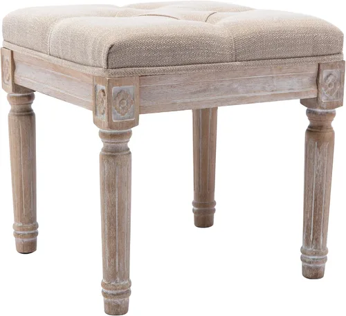 Miniatura 11 de chairus Banco otomano tapizado con tela C- Banco de entrada; Beige