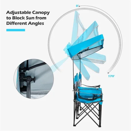 Miniatura 6 de Pemberly Row Sillas plegables portátiles con toldo para acampar con portavasos azul