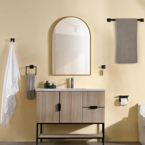 Miniatura 7 de Toalleros para baño, color negro, 5 piezas de 16 pulgadas, accesorios de accesorios de baño, montaje en pared, incluye barra de toalla de mano