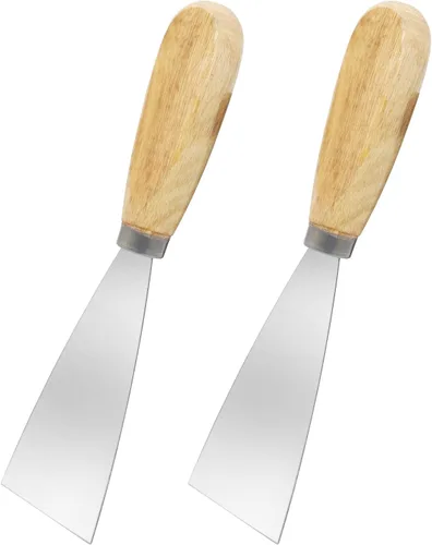Miniatura 11 de Cuchillo de masilla, 2 raspadores de metal de 3 pulgadas, cuchillos de mango de madera para paneles de yeso, calcomanías, papel de pared, parches