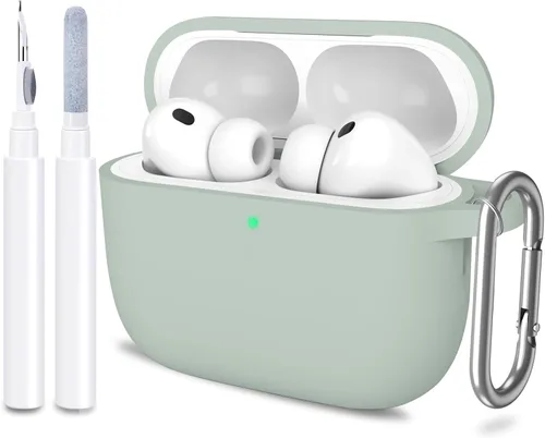 Miniatura 47 de Funda para AirPods Pro 3 con limpiador y protector de silicona suave con llavero para mujeres y hombres, funda para Apple AirPods Pro de 3ª Claro