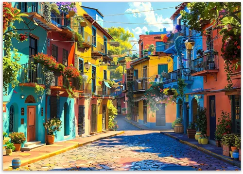 Rompecabezas para adultos de 1000 piezas, colorida calle Italia, 27.6 x 19.7 pulgadas, alivio del estrés y desafío cognitivo, regalo ideal para