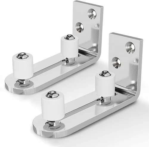 EaseLife - Guía de suelo para puerta corrediza de granero, con rodillo de permanencia ajustable con rodamientos de bola, sistema de montaje en Cromo