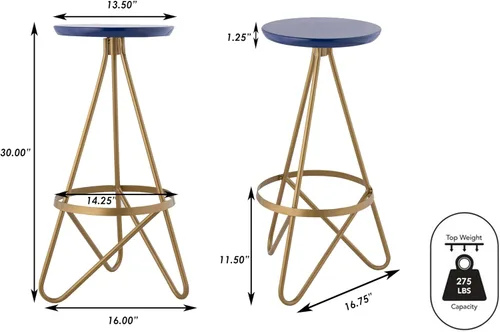 Miniatura 3 de JONATHAN Y Spiroa - Taburete de bar moderno de metal sin espalda de 30 pulgadas, silla de bar de hierro negro y dorado con reposapiés para isla