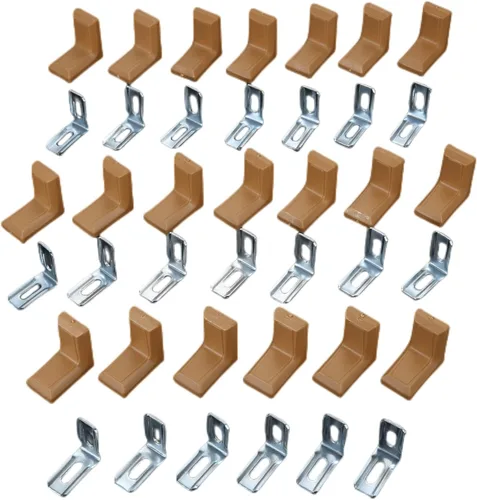 Miniatura 11 de dophee 20 soportes de esquina de metal en forma de L de 90 grados con cubierta de plástico, junta de esquina en ángulo recto para estantes, muebles