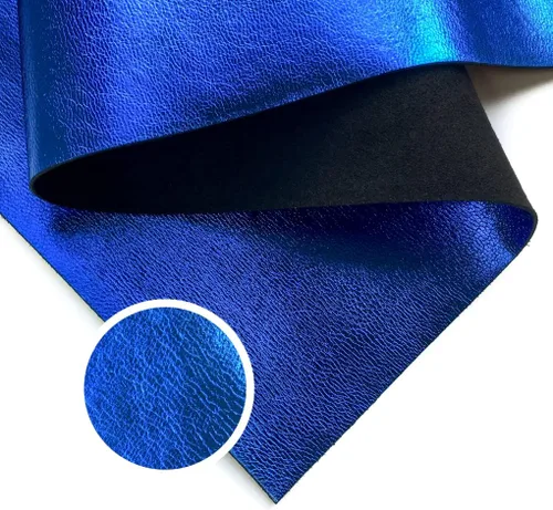 Miniatura 8 de Piel de cordero metálica azul claro real: material de cuero genuino brillante para costura, manualidades y fabricación de joyas