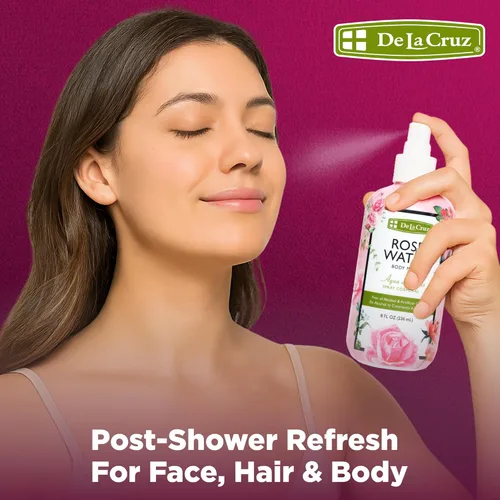 Miniatura 6 de De La Cruz Pure Rose Water - Aerosol de agua de rosas para cara, piel y cabello, tóner y agua de rosas para el cabello, sin alcohol, sin parabenos
