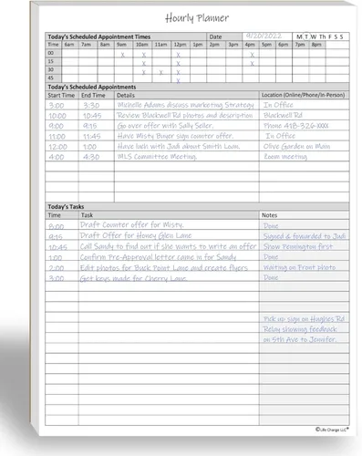 Bloc de notas de planificador por hora. Bloc de notas de planificación de 60 páginas con bloque de tiempo de citas, lista de registro de tareas y