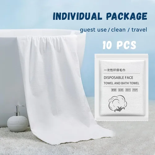 Miniatura 4 de Toallas de baño desechables, 10 toallas de viaje grandes de 55 x 28 pulgadas, paños portátiles comprimidos para playa, ducha, senderismo, natación
