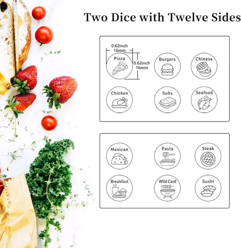 Miniatura 3 de Juego de 2 dados de comida, regalos del día del padre, para marido, hombres, papá, decisión de comida, dados para parejas, regalo de graduación