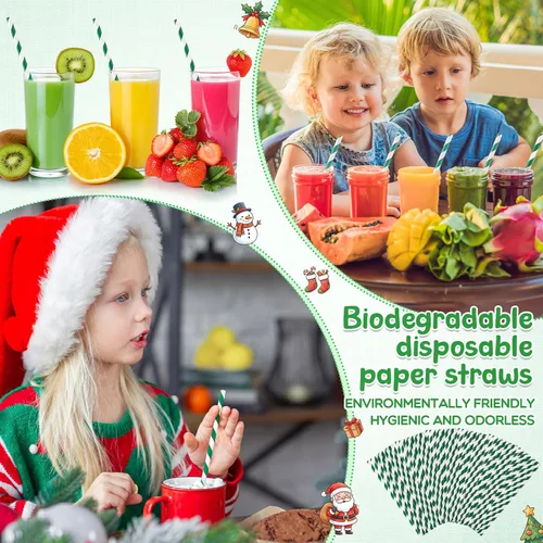 Miniatura 3 de Eaasty 1200 Pcs Biodegradable Colored Paper Straws Bulk Disposable Striped Assorted Colors Drinking Paper Straws for Summer Juice, Shakes