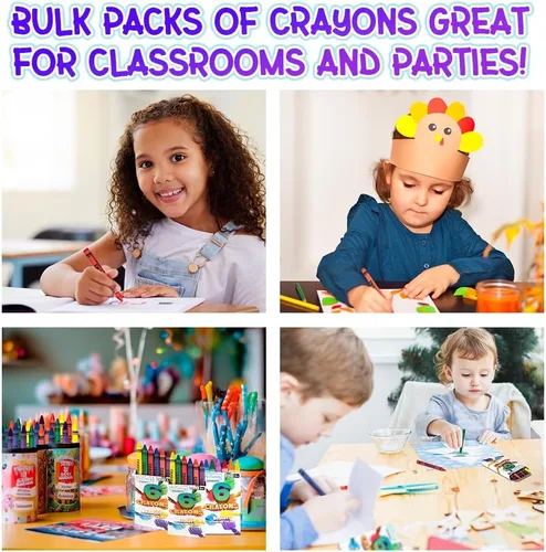 Miniatura 4 de ArtCreativity Paquetes de crayones a granel, 25 juegos de 6 paquetes, total 150 crayones a granel, paquetes individuales no tóxicos para niños