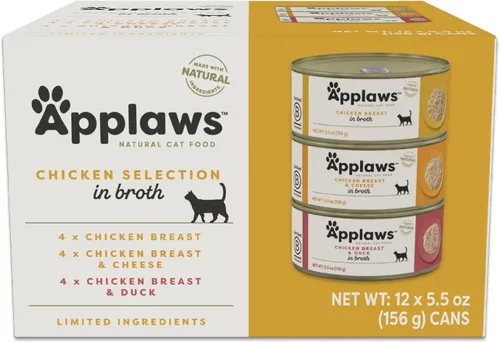 Applaws - Comida húmeda natural para gatos en caldo, ingredientes limitados y naturales, alto contenido en proteínas sin aditivos artificiales,