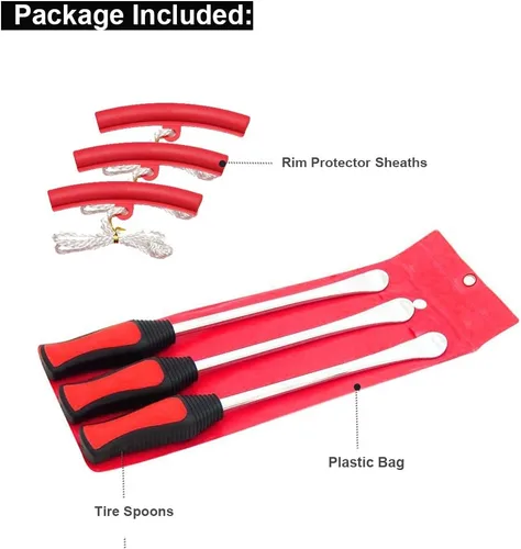 Miniatura 5 de Asooll Cucharas de neumáticos de 11.5 pulgadas, herramientas para cambiador de neumáticos de motocicleta, kit de reparación de palancas de hierro