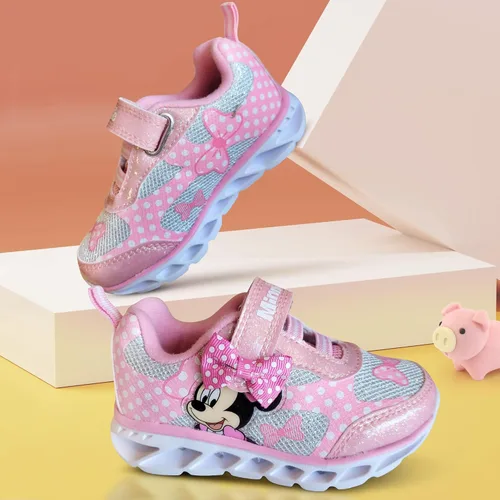 Miniatura 5 de Disney Minnie Mouse Girl's Lighted Athletic Sneaker Light Up Shoes Children WAdjustable Strap