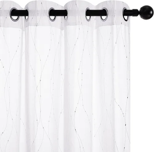 Miniatura 7 de Deconovo Oeko-TEX - Cortinas con estampado de lámina transparente con certificación Oeko-TEX, 2 paneles, ojales en la parte superior, elegantes