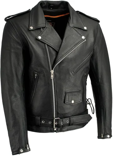 Miniatura 17 de Milwaukee Leather LKM1781 - Chaqueta de motocicleta clásica premium para hombre The Legend en negro con forro acolchado de piel Grm1011-negro