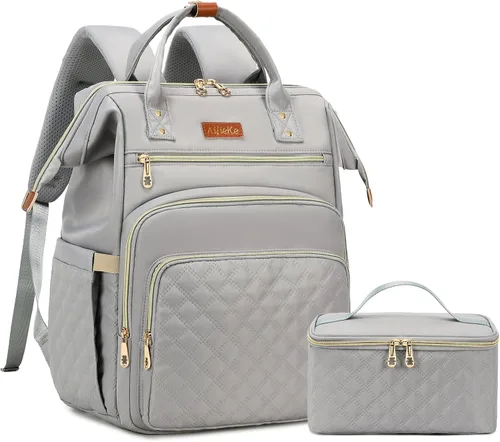 Miniatura 9 de AIJIEKE Mochila de almuerzo para mujer, mochila para laptop de 15.6 pulgadas con caja de almuerzo aislada desmontable, bolsa de trabajo 2 en 1 Beige