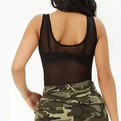 Miniatura 3 de Allchic Womens Sheer Mesh Tank Tops, See Through Scoop Neck Blouses, Sleeveless Sexy Tops